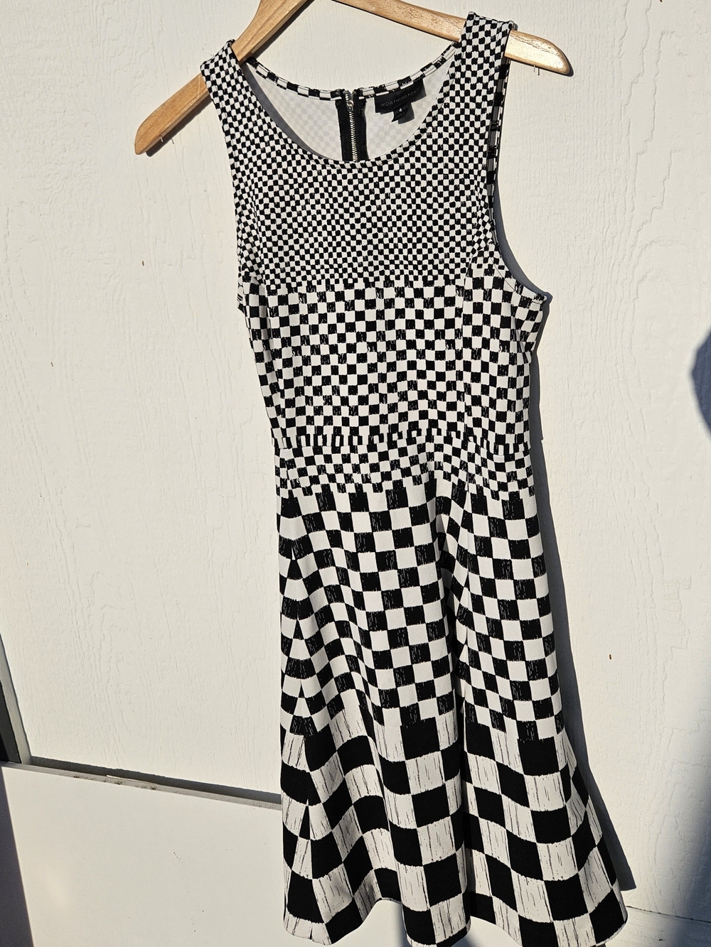 Worthington Black and White Checkered Dress Top